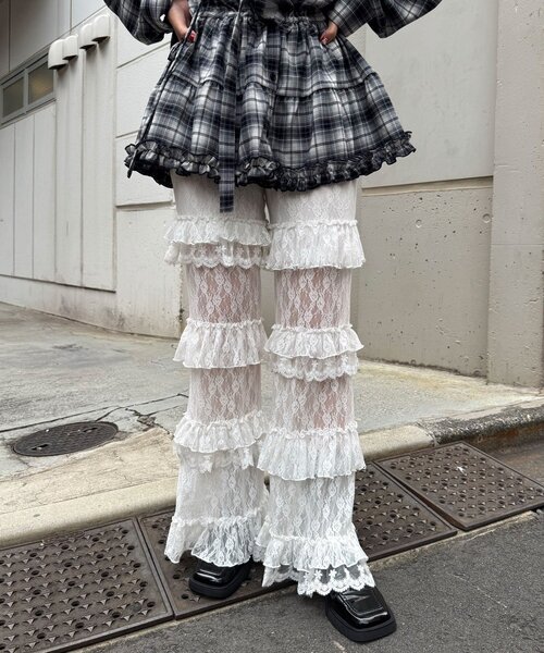 悠*里様 CIAOPANIC ティアードレースフレアレイヤードフリルパンツ CIAOPANIC（チャオパニック） パンツ 「追加販売」ティアードレース