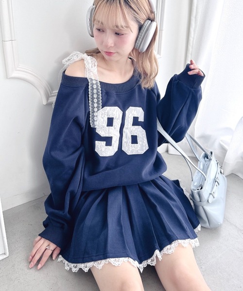 ♥yu♡ 2点Mサイズ Loueme セットアップ 「上下2点セット」レースナンバリングスウェット