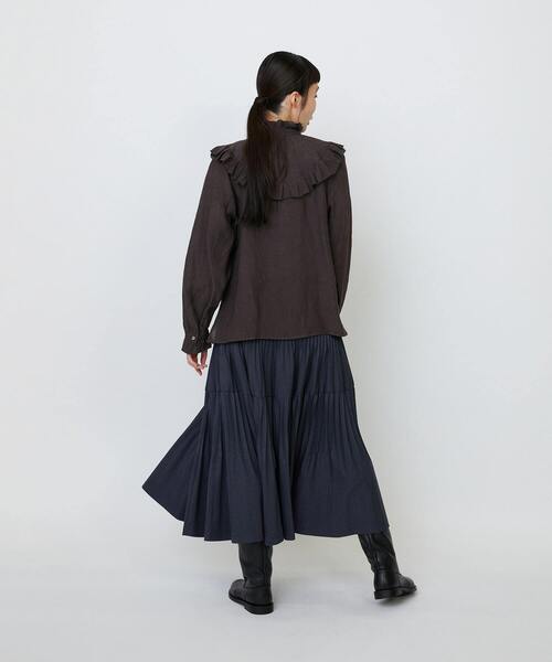 LOISIR ブラウス シャツ グランジリネンフリルディテールブラウス