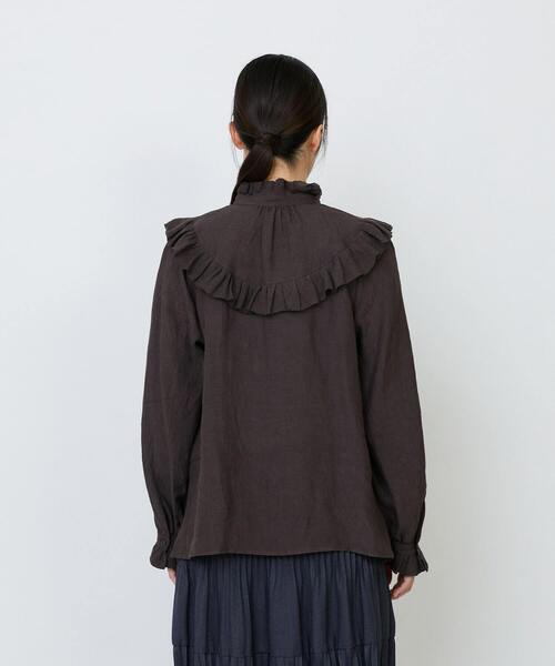LOISIR ブラウス シャツ グランジリネンフリルディテールブラウス