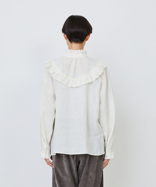 LOISIR ブラウス シャツ グランジリネンフリルディテールブラウス