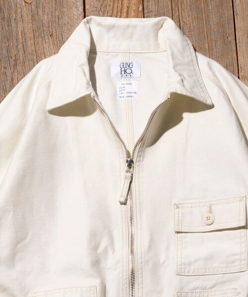 「GUNG HO」 ジップアップブルゾン LARGE オリーブ メンズ_画像6