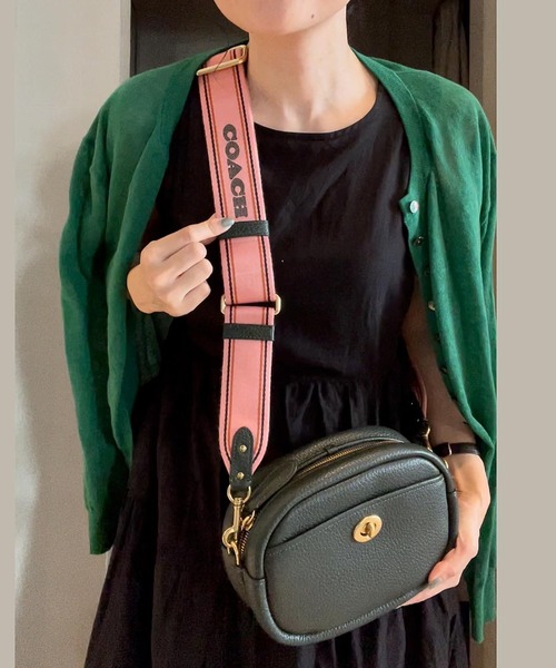 未使用級✨ コーチ チャーター ショルダーバッグ ケース レザー グリーン コーチ アウトレット スマホ ショルダーバッグ レディース ダーク