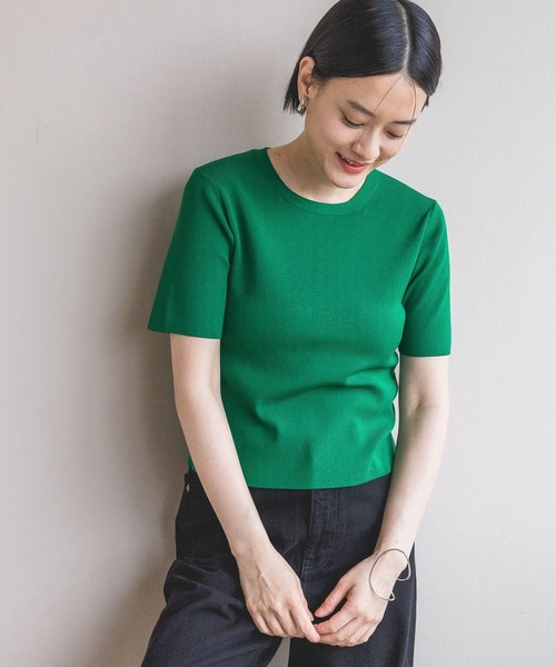 「A part by」 半袖ニット FREE グリーン レディース_画像3