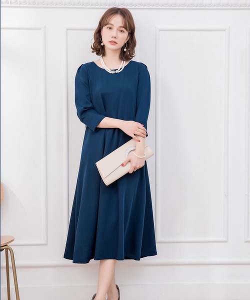 「DRESS STAR」 7分袖ワンピース L ブルー レディース_画像2