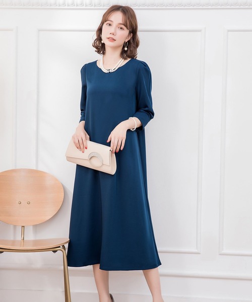 「DRESS STAR」 7分袖ワンピース L ブルー レディース_画像3