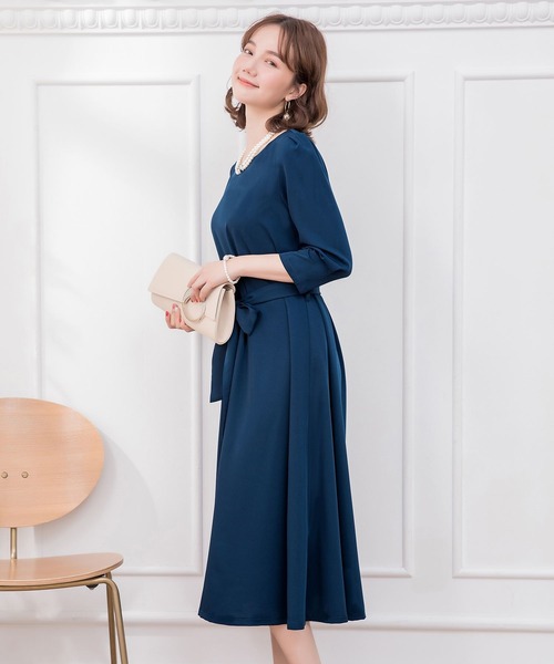 「DRESS STAR」 7分袖ワンピース L ブルー レディース_画像9