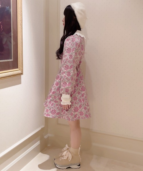 SWAN KISS スワンキスワンピース薔薇ローズグレー 新品スワンキス　ロングワンピースH