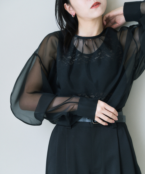 ★HARDY NOIR大人気チュールドット半袖ブラウス★ブラック38★新品タグ付 HARDY NOIR - ☆HARDY NOIR大人気チュールドット半袖ブラウス