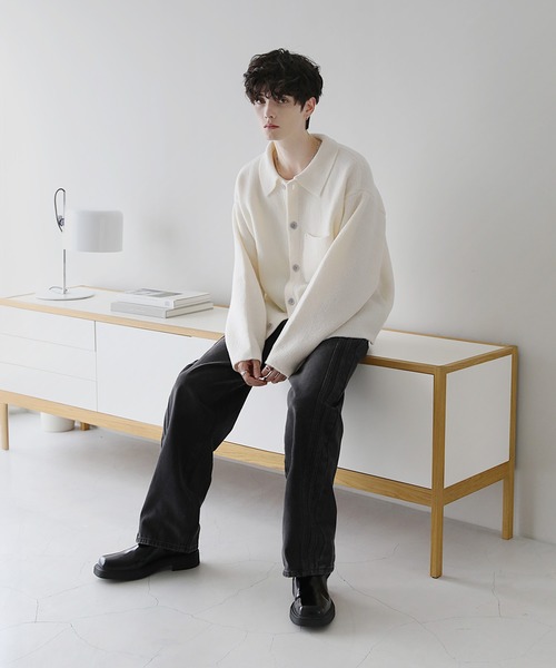 「ASTRONOMY」 ニットカーディガン L モカ メンズ_画像4