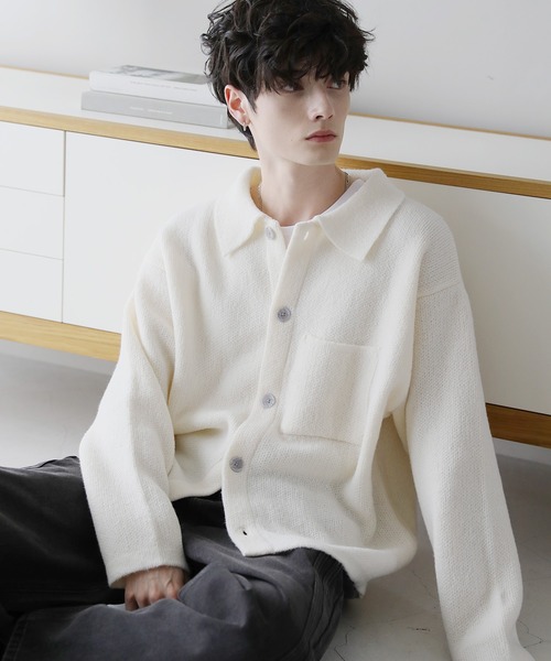 「ASTRONOMY」 ニットカーディガン L モカ メンズ_画像8