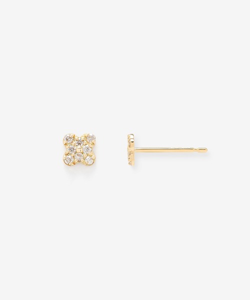 ピアス K18 イエローゴールド ダイヤモンド クローバー ピアス BLOOM/ブルーム レディースの画像