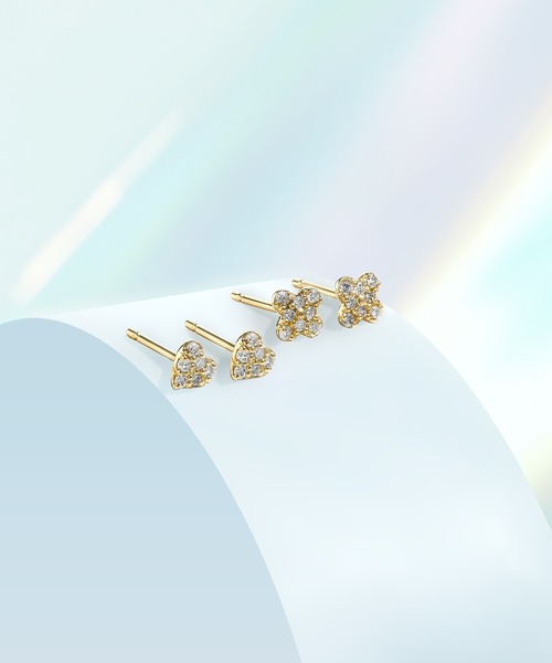 ピアス K18 イエローゴールド ダイヤモンド クローバー ピアス BLOOM/ブルーム レディースの画像