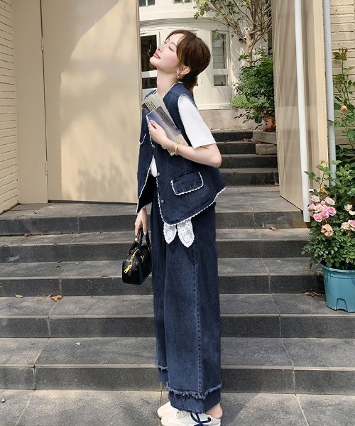 D*1様 Veneda Carter セットアップ デニムベスト ストレートデニ FAVORITO セットアップ デニムベストセットアップ レディース