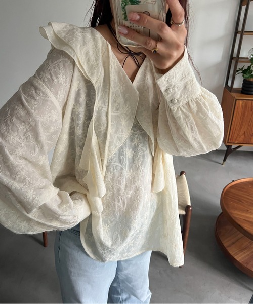 「PILIT」 長袖ブラウス MEDIUM オフホワイト レディース_画像2