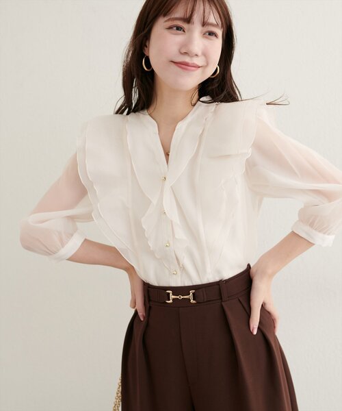 「natural couture」 7分袖ブラウス FREE グレー レディース_画像3