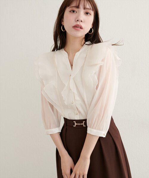 「natural couture」 7分袖ブラウス FREE グレー レディース_画像4