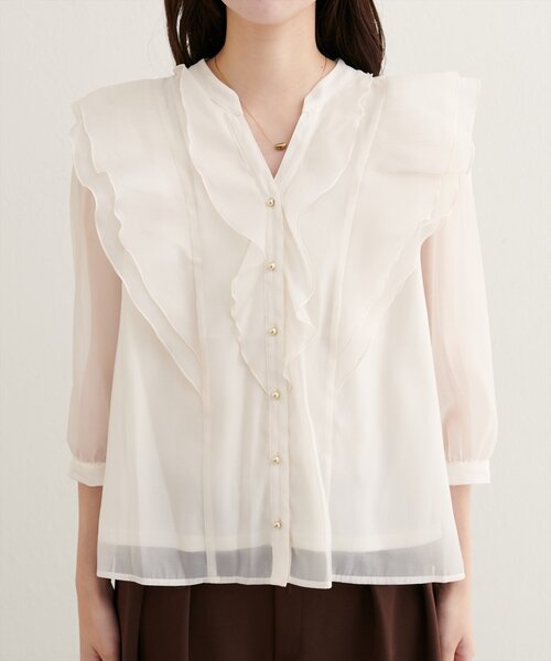「natural couture」 7分袖ブラウス FREE グレー レディース_画像6