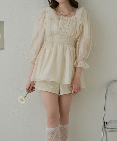 「Ambre Neige」 7分袖ブラウス FREE グレー レディース_画像7