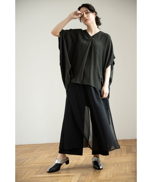 「OSMOSIS」 半袖ブラウス ONE SIZE ライトグレー レディース_画像8