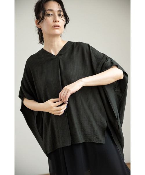「OSMOSIS」 半袖ブラウス ONE SIZE ライトグレー レディース_画像9