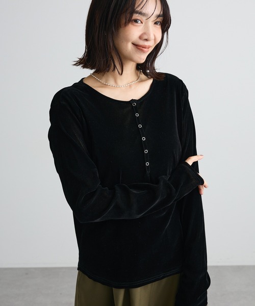 ヘンリーネックシアープルオーバー Green Parks（グリーンパークス） ヘンリーネック tシャツ ヘンリー