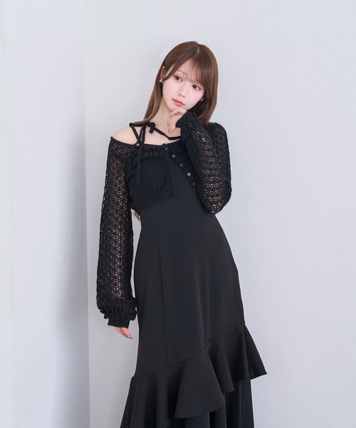【Rosé Muse】cami dress set cardigan Rose Muse（ロゼミューズ） ワンピース Lace knitting cardigan set