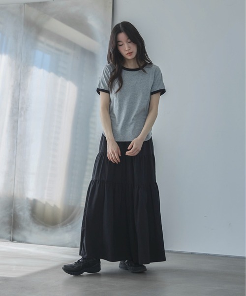 スカート 「TALL/2Tサイズあり」ドロストナイロンティアードスカートの画像