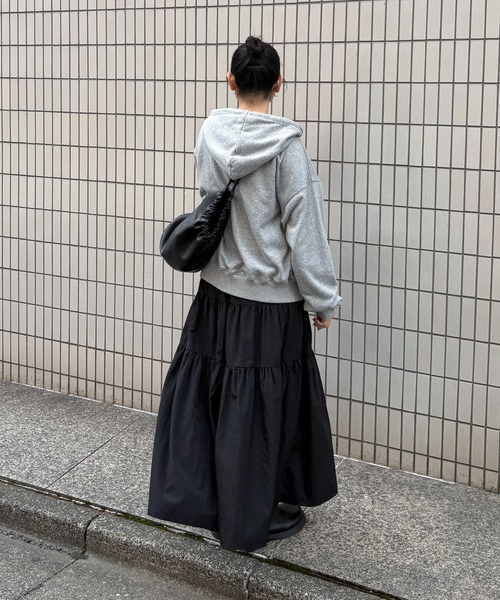 スカート 「TALL/2Tサイズあり」ドロストナイロンティアードスカートの画像