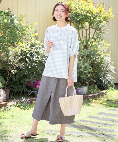Viola e パンツ 麻調ラップ風ガウチョパンツ レディース