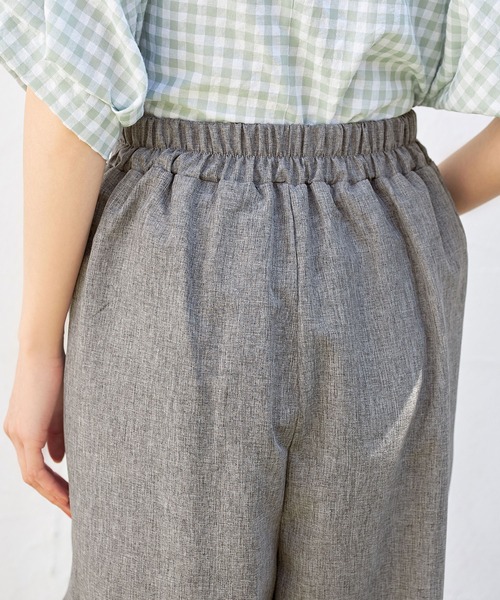 麻ガウチョパンツ Viola e パンツ 麻調ラップ風ガウチョパンツ レディース