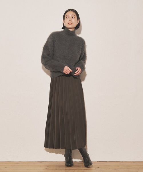 【Audrey and John Wad】フェザーヤーンダイヤ柄ハイネックプルオーバー Audrey and John Wad ニット セーター フェザーヤーンダイヤ柄