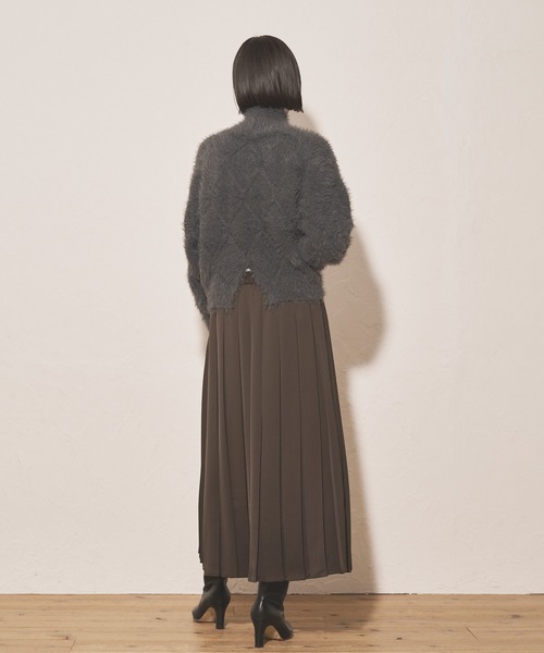 【Audrey and John Wad】フェザーヤーンダイヤ柄ハイネックプルオーバー Audrey and John Wad ニット セーター フェザーヤーンダイヤ柄