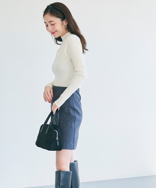 美品DAMA collection ボトルネックセーター アイボリー3 coca ニット セーター アンゴラタッチ ボトルネックワイド