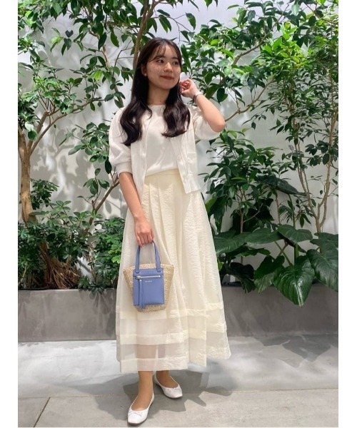 美品【allureville】ギマコットンハーフパフスリーブカーディガン 2 allureville カーディガン ギマコットンハーフパフスリーブ