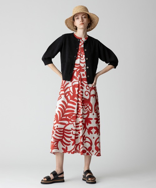 美品【allureville】ギマコットンハーフパフスリーブカーディガン 2 allureville カーディガン ギマコットンハーフパフスリーブ