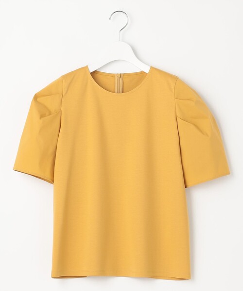 【洗える】スムースデザイン タックディテール カットソー 23区 tシャツ 「洗える」スムースデザイン タックディテール