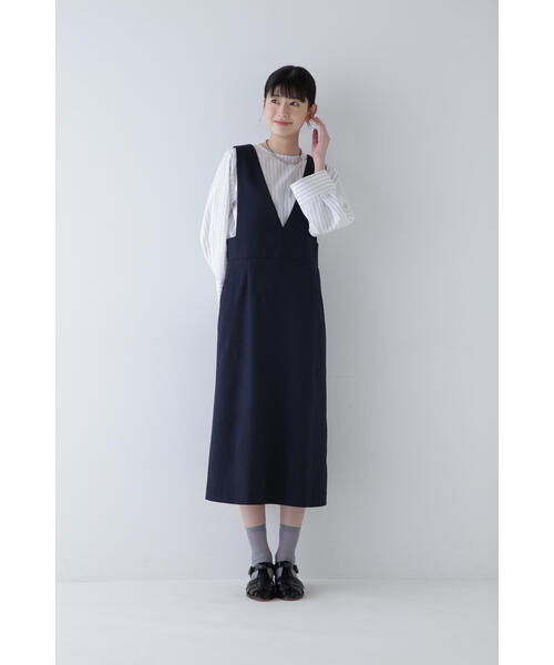 ヒューマンウーマン／定価2.8万円 快適ポンチ生地 ワンピースジャンパースカート human woman（ヒューマンウーマン） ジャンパースカート ドビ
