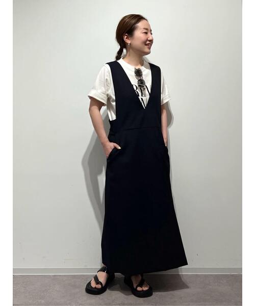 ヒューマンウーマン／定価2.8万円 快適ポンチ生地 ワンピースジャンパースカート human woman（ヒューマンウーマン） ジャンパースカート ドビ
