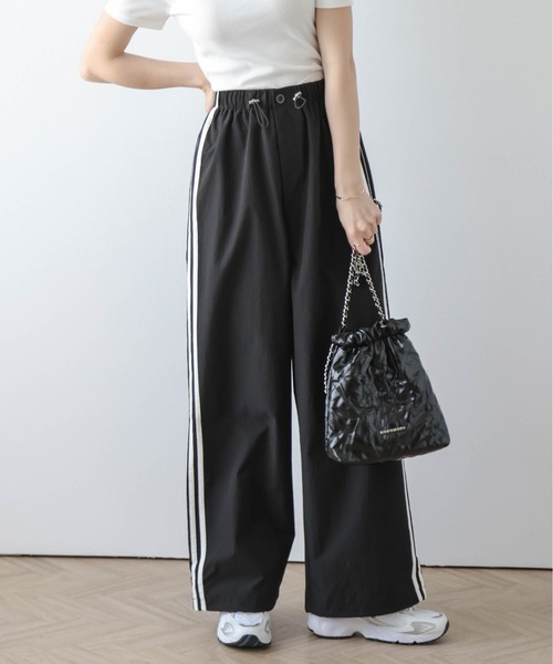 セットアップ ジャケット ＆ ワイドパンツ サイドライン L581 パンツ サイドラインワイドパンツ レディース : ZOZOTOWN Yahoo