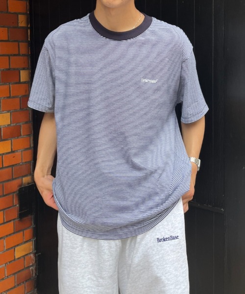 最終値引 完売 Who's making x 19SO sleev border BROKEN BASE tシャツ BrokenBase border S/S tee メンズ
