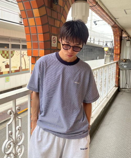 最終値引 完売 Who's making x 19SO sleev border BROKEN BASE tシャツ BrokenBase border S/S tee メンズ