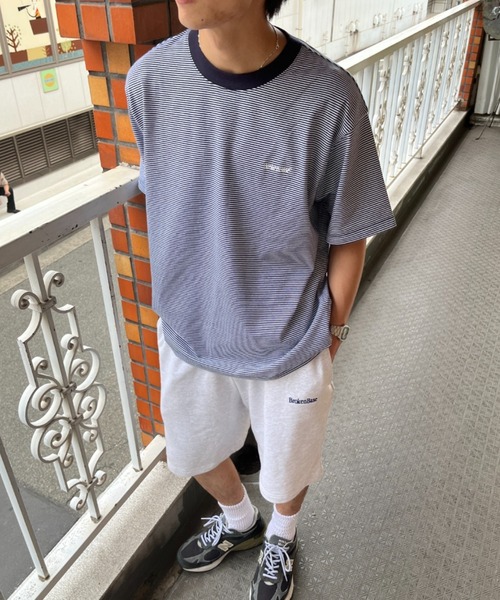 最終値引 完売 Who's making x 19SO sleev border BROKEN BASE tシャツ BrokenBase border S/S tee メンズ