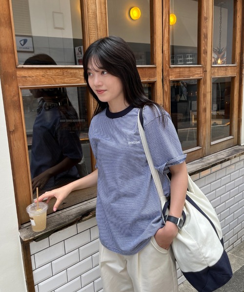 最終値引 完売 Who's making x 19SO sleev border BROKEN BASE tシャツ BrokenBase border S/S tee メンズ
