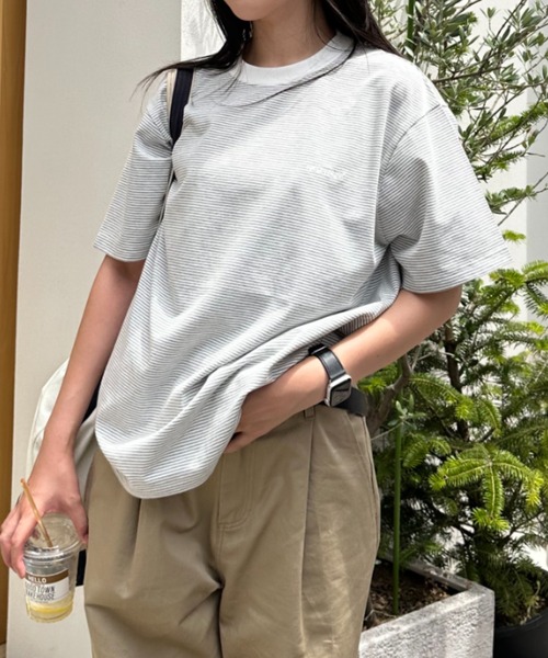 最終値引 完売 Who's making x 19SO sleev border BROKEN BASE tシャツ BrokenBase border S/S tee メンズ