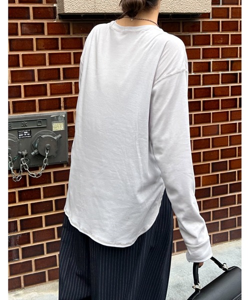 tシャツ クルーネック長袖カットソー-手洗い可- レディース Audrey and John Wad tシャツ クルーネック長袖カットソー