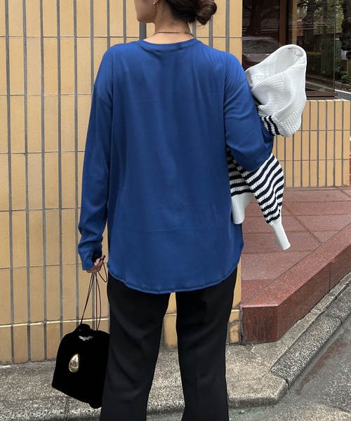 tシャツ クルーネック五分袖ワイドカットソー-手洗い可- レディース osharewalker カットソー レディース Tシャツ トップス 五分袖