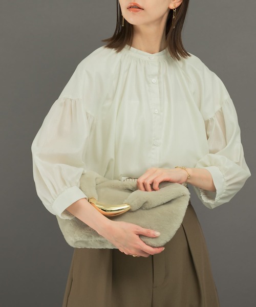 ブラウス シャツ チンツシアーギャザーブラウス レディース