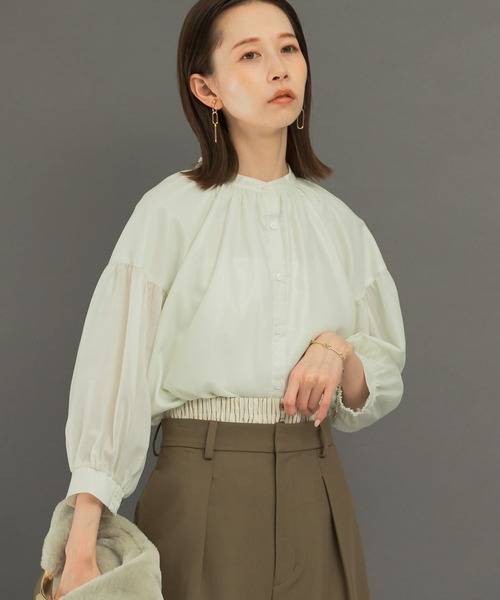 ブラウス シャツ チンツシアーギャザーブラウス レディース