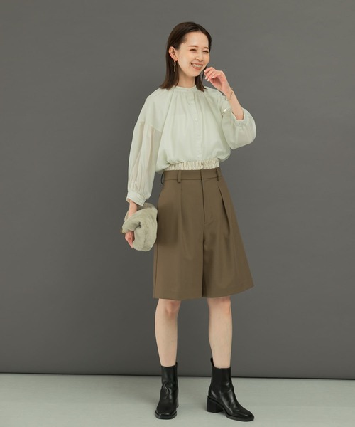 ブラウス シャツ チンツシアーギャザーブラウス レディース